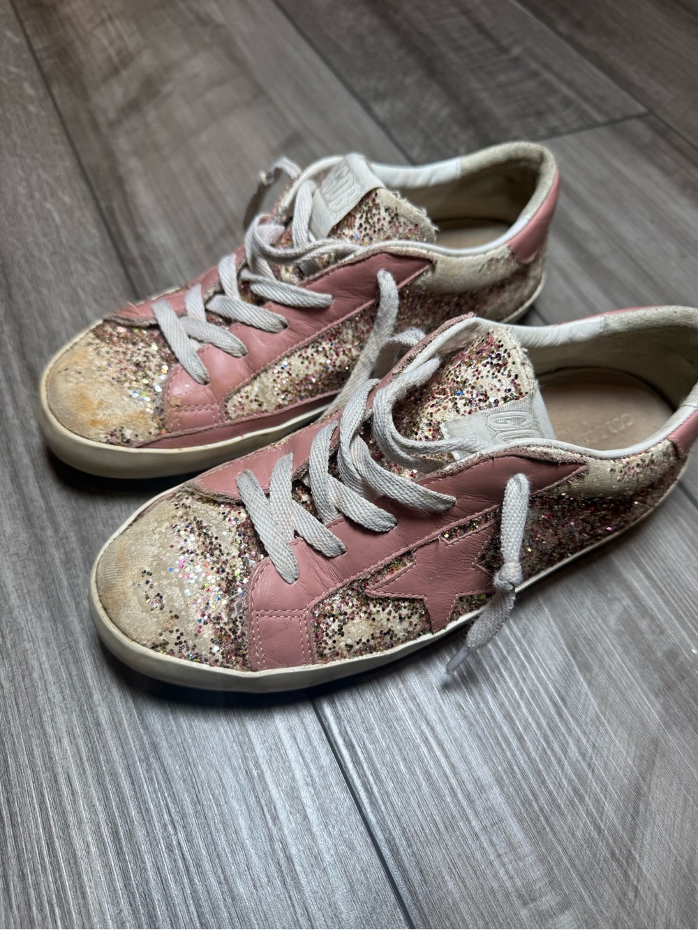 Golden Goose Kids Pink Glitter Star Sneakers